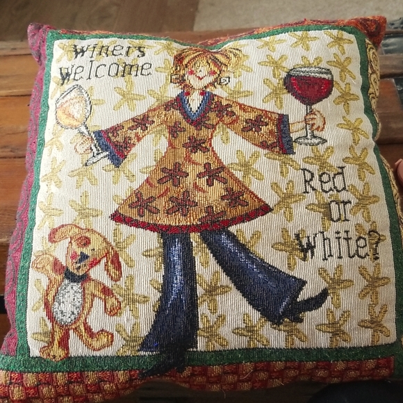 Winers Welcome Red or White Decorative Pillow - Picture 1 of 3